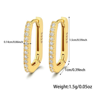 Oblong Diamond Hoops - Sterling Silver
