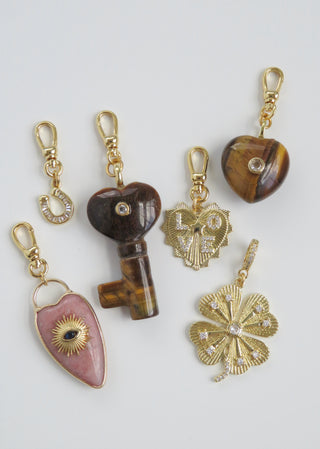 Heart Key Crystal Charm