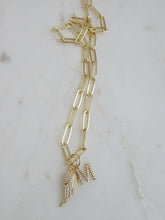 Load image into Gallery viewer, Angel Wing &amp; Diamond Initial Necklace - Clip Chain