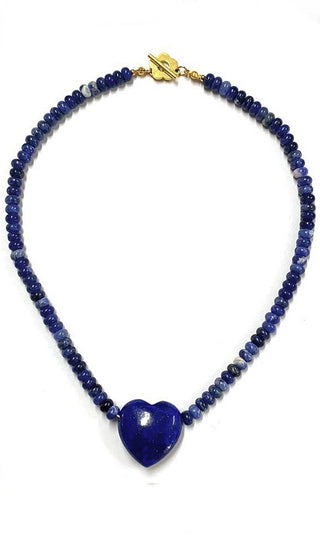 Montauk - Deep Blue Beaded Heart Necklace