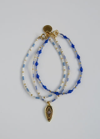 Evil Eye Shimmer - Beaded Bracelets Wrist Stack of 3