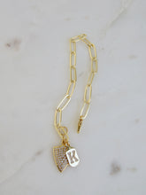 Load image into Gallery viewer, Shield &amp; Diamond Initial Tag Bracelet - Clip Link