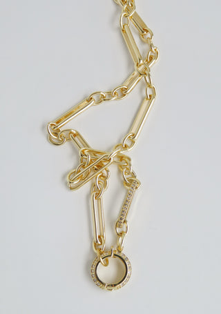 Diamond Figaro Charm Holder Necklace - Clicker Clasp - add charms