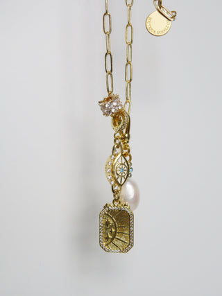 Evil Eye Hinged Clasp Lariat Chain - Figaro Link - add a charm