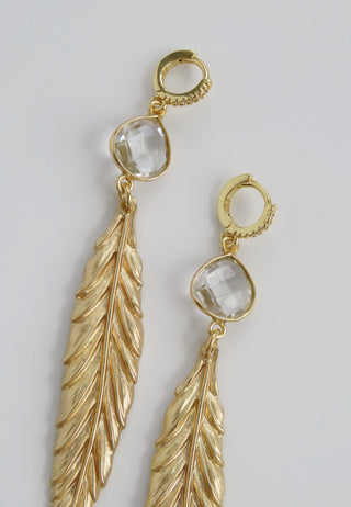 Feathered Clear Quartz Crystal Earrings