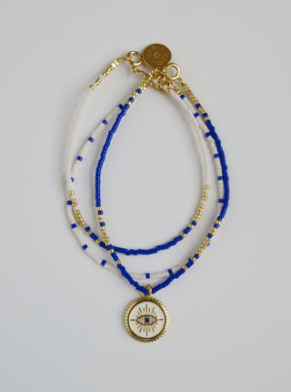 Hilda Evil Eye Shimmer - Beaded Bracelets Wrist Stack of 3