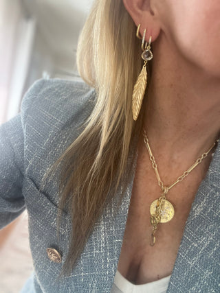 Feathered Clear Quartz Crystal Earrings