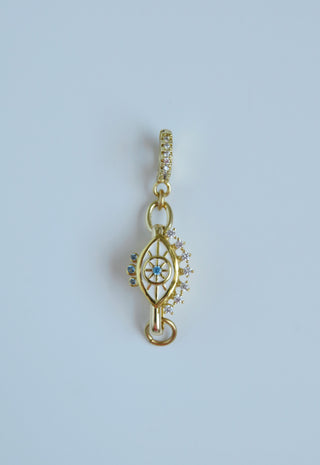 Evil Eye Hinged Clasp Lariat Chain - Figaro Link - add a charm