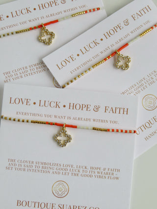 Infinite Luck - Abigail Clover Bracelet- Tangerine
