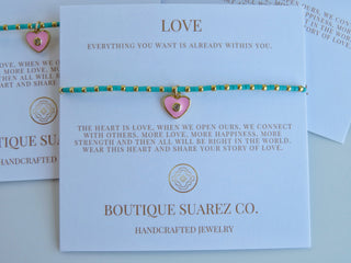 Ashlyn Pink Heart Bracelet - Love