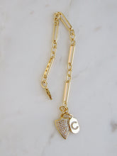 Load image into Gallery viewer, Shield &amp; Diamond Initial Tag Bracelet - Figaro Link