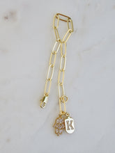 Load image into Gallery viewer, Hamsa &amp; Diamond Initial Tag Bracelet - Clip Link