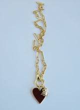 Load image into Gallery viewer, Sanxenxo Hamsa Clasp - Burgundy Heart with Scarab Beetle Necklace