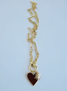 Sanxenxo Hamsa Clasp - Burgundy Heart with Scarab Beetle Necklace