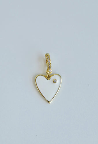 White Enamel Heart Charm with Bail