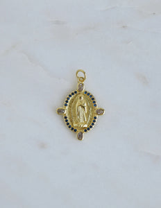 Virgin Mary Oval Diamond Pendant