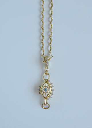 Evil Eye Hinged Clasp Lariat Chain - Figaro Link - add a charm