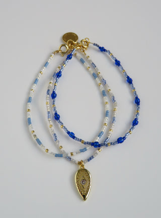 Evil Eye Shimmer - Beaded Bracelets Wrist Stack of 3