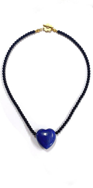 Montauk -  Black Beaded Heart Necklace