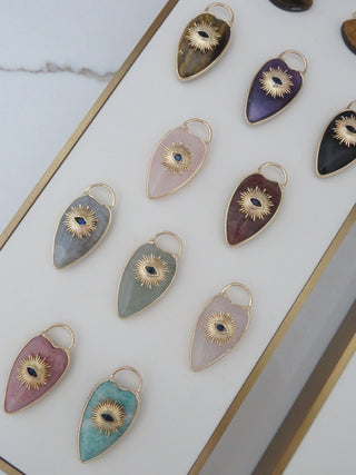 Heart Shaped Crystal Evil Eye Sun Charm