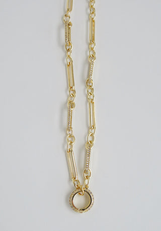 Diamond Figaro Charm Holder Necklace - Clicker Clasp - add charms