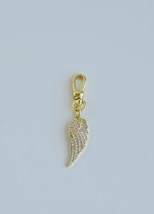 Diamond Angel Wing Charm with Swivel Clasp