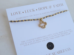 Ashlyn Diamond Clover Cord Bracelet