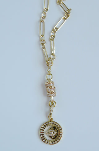 Small Bead Hinged Clasp Lariat Chain - Figaro Link - add a charm