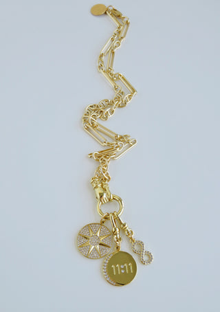Sanxenxo Hamsa Clasp - 11:11, 8 Point Star & Infinity Charm Necklace