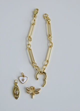 Figaro Charm Holder Bracelet - Clicker Clasp - add charms