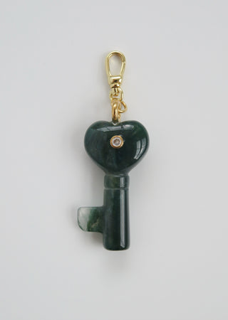 Heart Key Crystal Charm