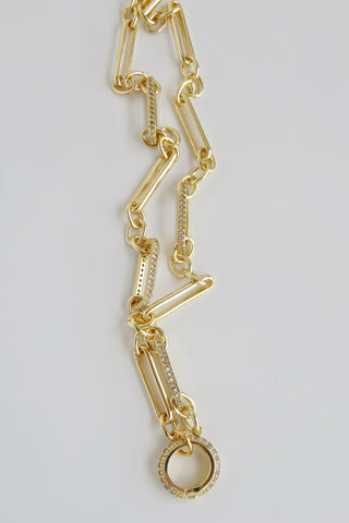 Diamond Figaro Charm Holder Necklace - Clicker Clasp - add charms