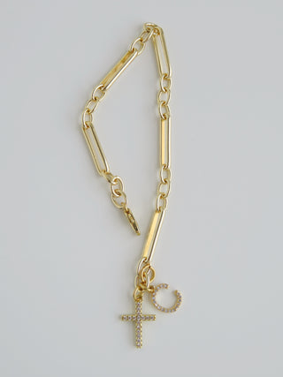 Hope & Strength Diamond Cross Initial Bracelet