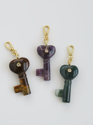 Heart Key Crystal Charm