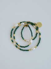 Load image into Gallery viewer, Beaded Malachite Pearl Wrap Bracelet - Necklace