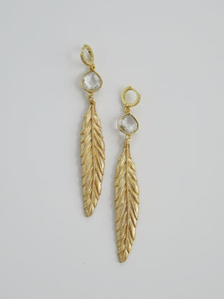 Feathered Clear Quartz Crystal Earrings