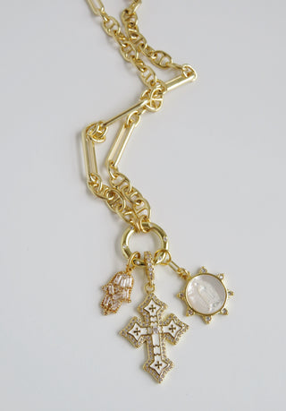 Love. Protection & Blessings of Goodness Charm Cluster Necklace - Sanxenxo Link