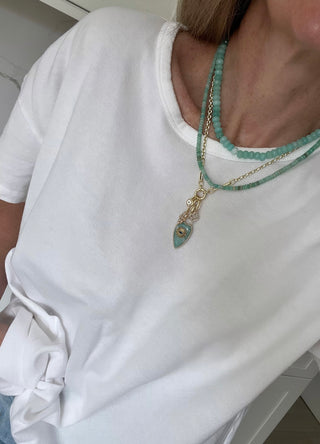 Aqua Evil Eye Necklace Stack - Amazonite