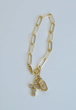 Load image into Gallery viewer, Diamond Cross &amp; Initial Bracelet