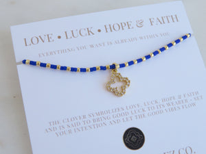 Ashlyn Diamond Clover Cord Bracelet