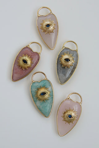 Heart Shaped Crystal Evil Eye Sun Charm