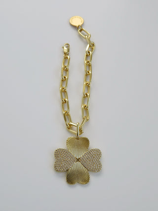 Diamond Heart Clover Charm