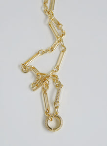 Diamond Figaro Charm Holder Necklace - Clicker Clasp - add charms