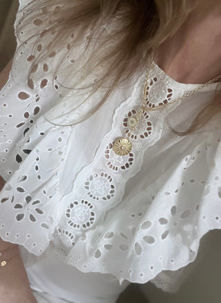 White Enamel Alec Evil Eye Sun Lariat Necklace