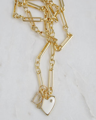 Protect Your Love Necklace - Heart & Two Initials - Figaro Chain