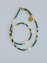 Load image into Gallery viewer, Beaded Malachite Pearl Wrap Bracelet - Necklace