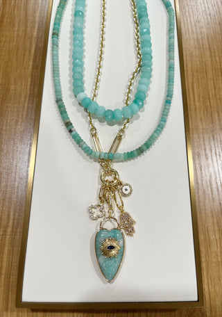 Aqua Evil Eye Necklace Stack