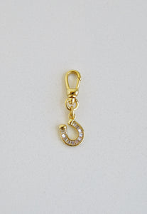 Baguette Diamond Horseshoe Charm with Swivel Clasp