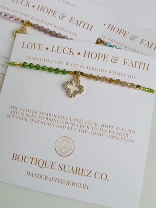 Love. Luck. Hope. Faith - Gisele Clover Bracelet