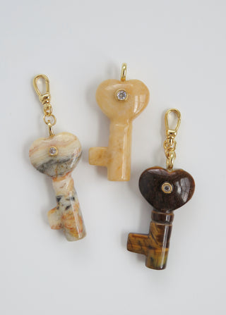 Heart Key Crystal Charm
